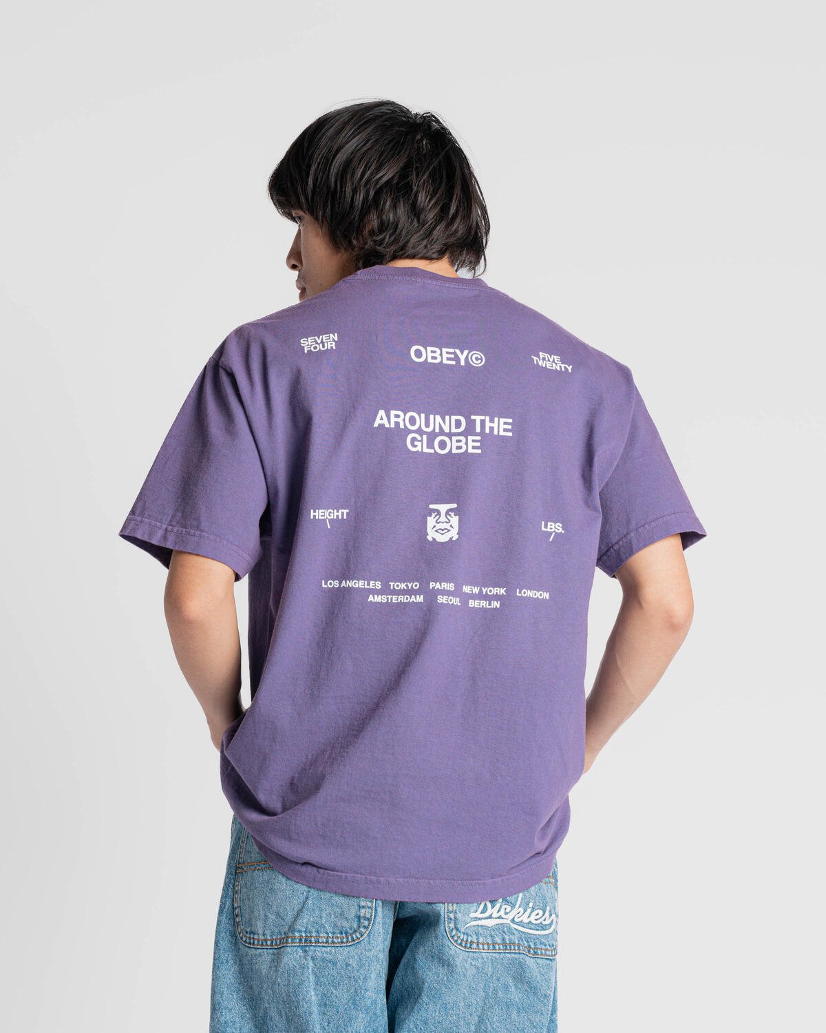 Tシャツ・カットソー OBEY Men T-shirt Violet 167924096 IPR obey-around-the-globe-tee-